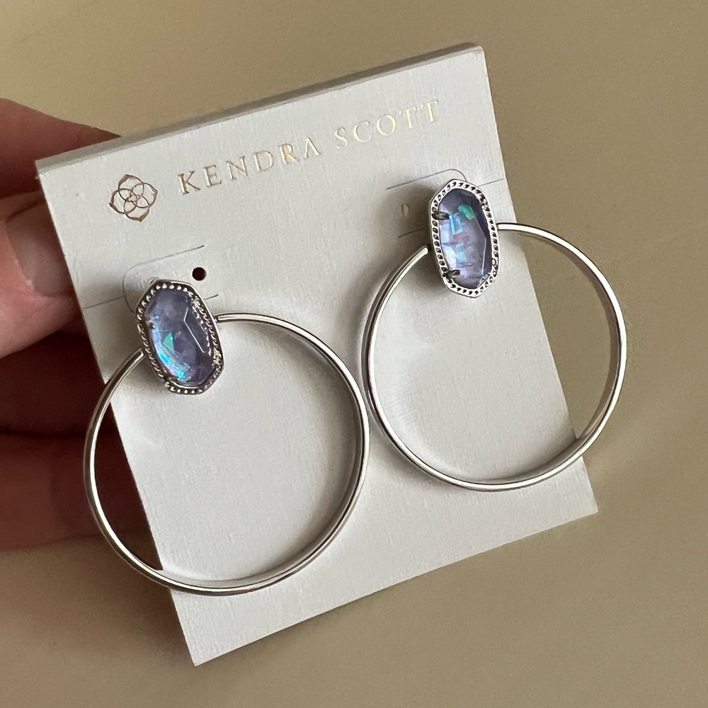 Kendra Scott Hoop Earrings w/ periwinkle stone